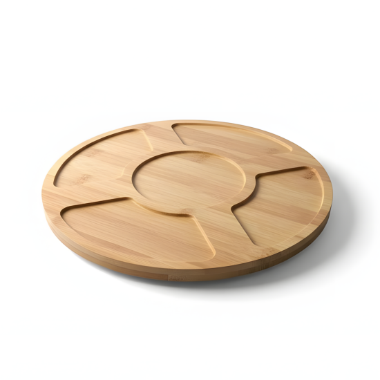 Wooden Rotating Five-Section Serving Platter